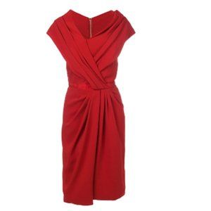 VIONNET Ruched Asymmetric Dress Red NWT FR42 runs small like US 6